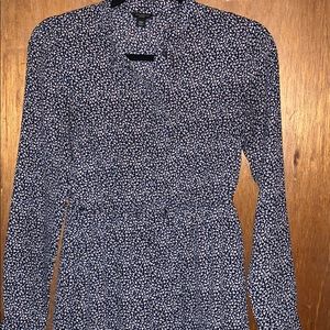 Ann Taylor Navy Floral Wrap Dress